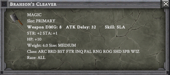 BRAHSON'S CLEAVER item card